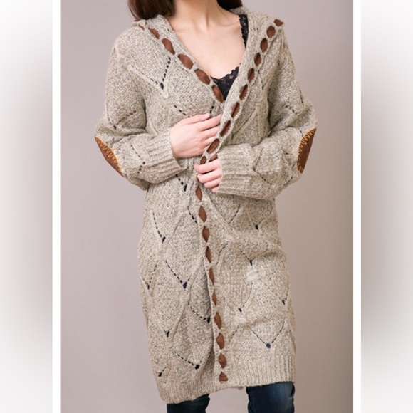 POL patches sweater cardigan with hood size medium and small - Picture 1 of 12